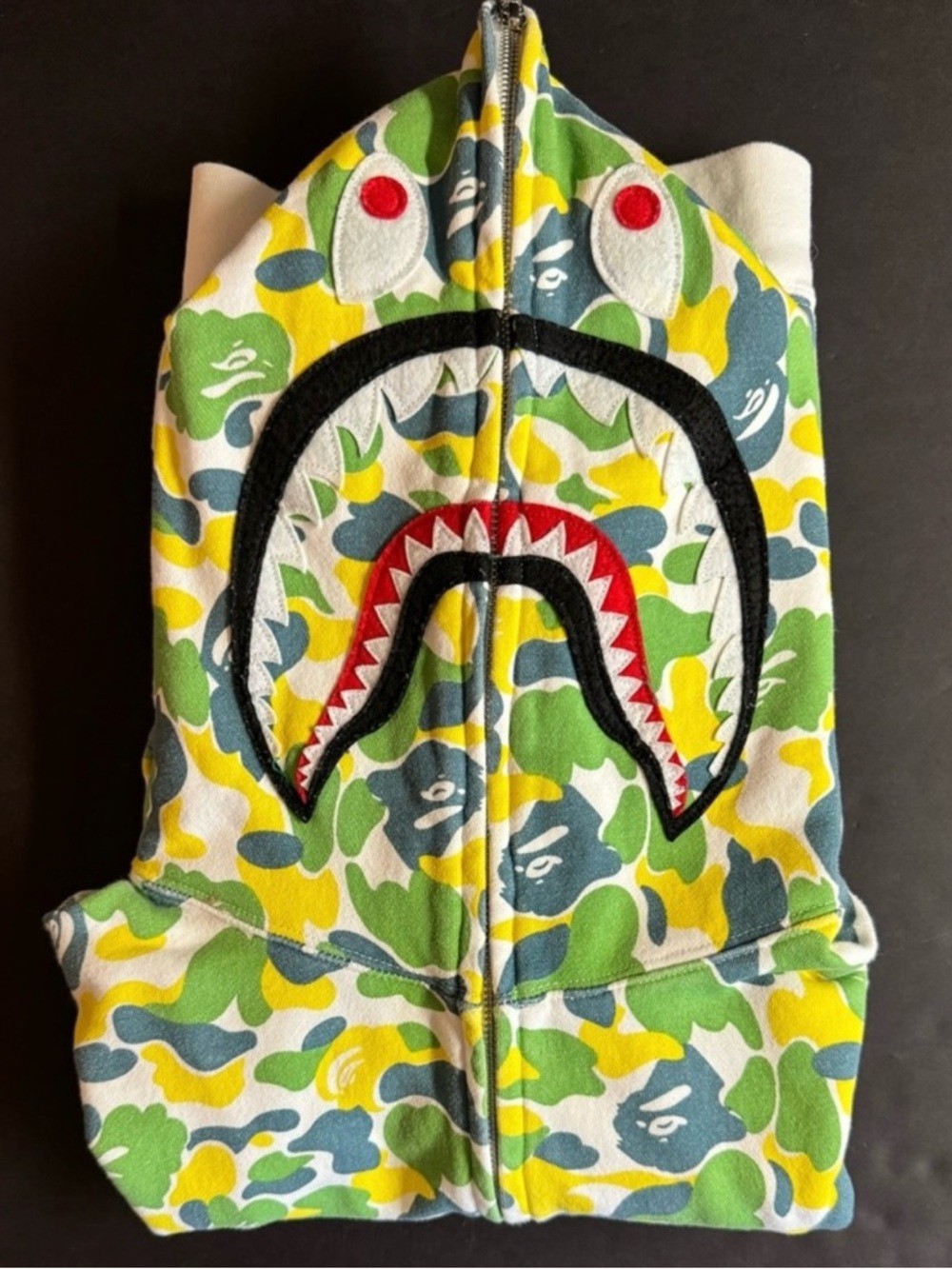 Bape Rare Hong Kong Green Yellow Blue Camo Hoodie.Size S